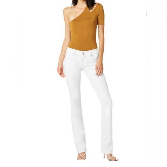 Hudson Jeans Denim - Hudson Mid-rise White Baby Bootcut Jeans